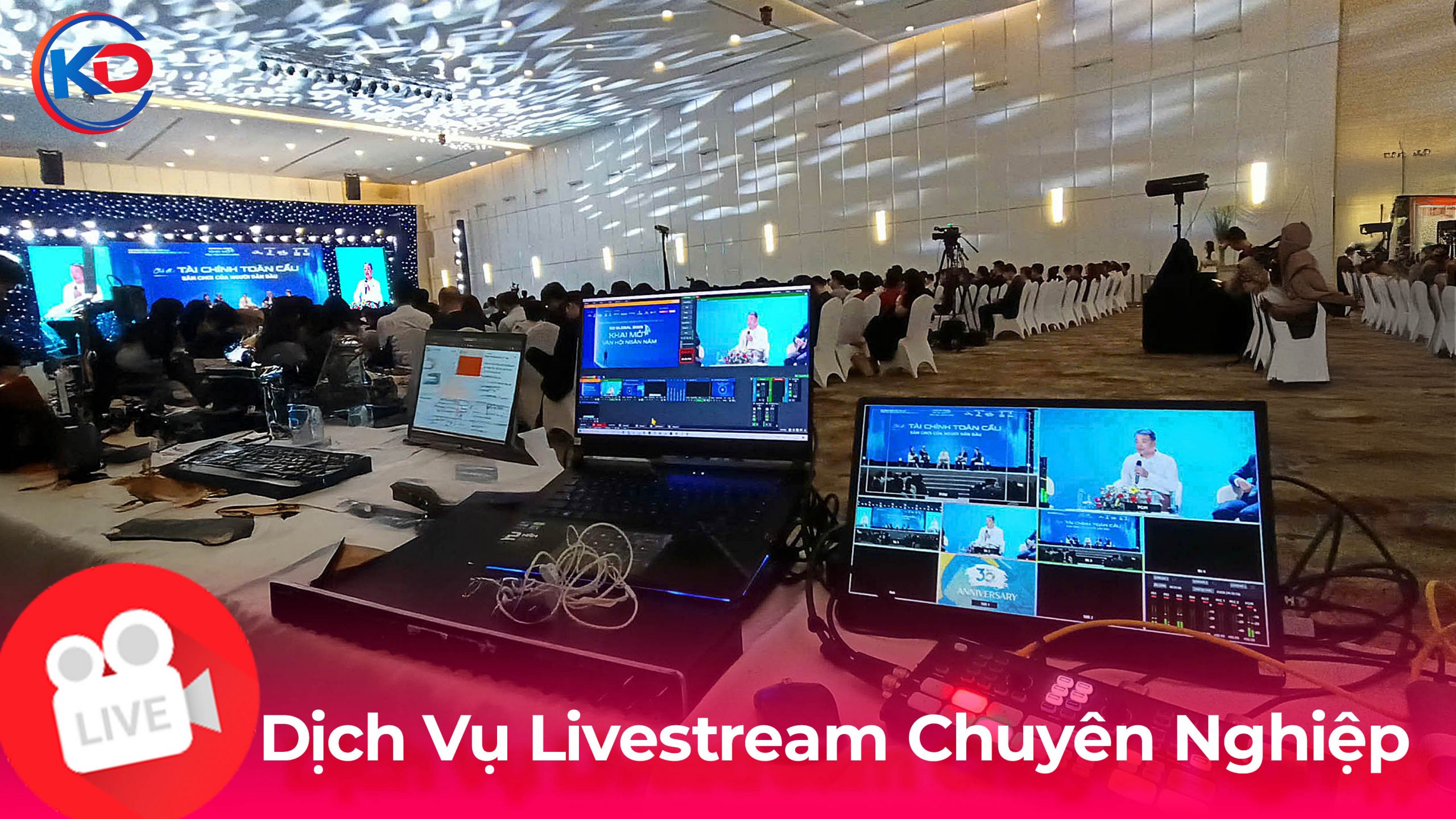 Giải pháp Live LED TPHCM điều phối tín hiệu camera và trình chiếu lên màn hình LED hội trường