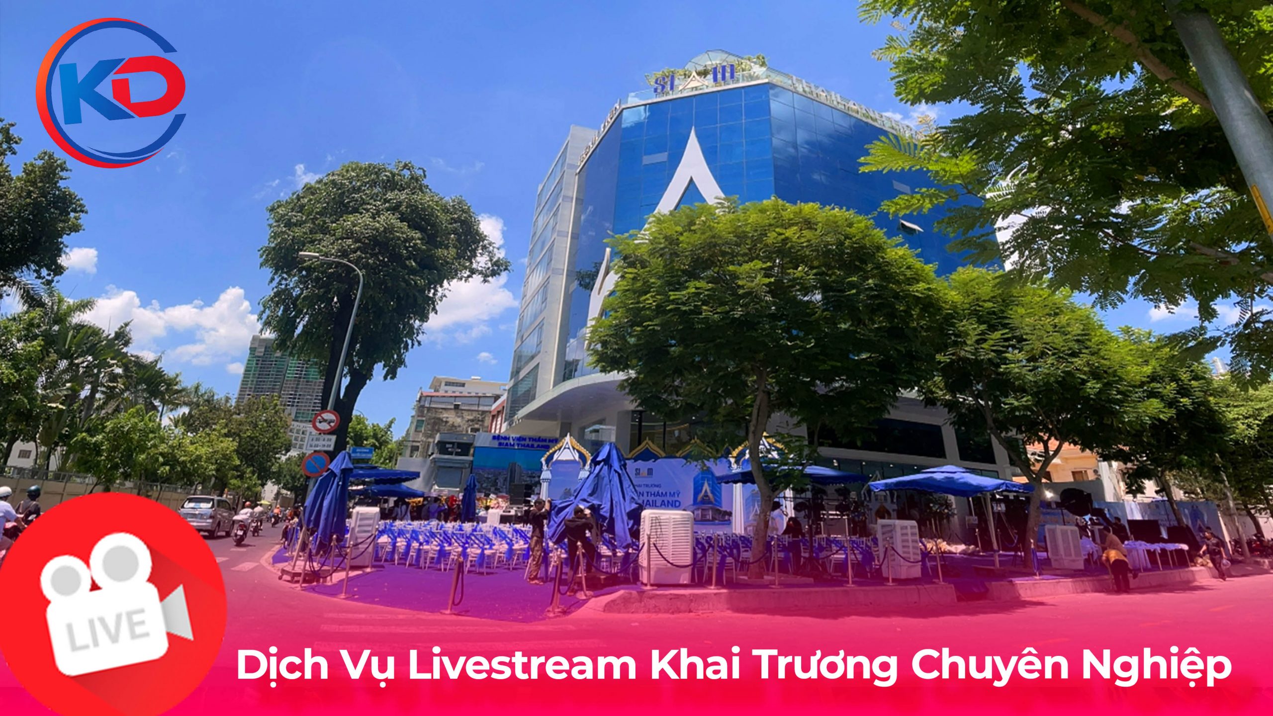 Dịch vụ livestream khai trương chuyên nghiệp ngoài trời với sân khấu và hệ thống sự kiện quy mô lớn
