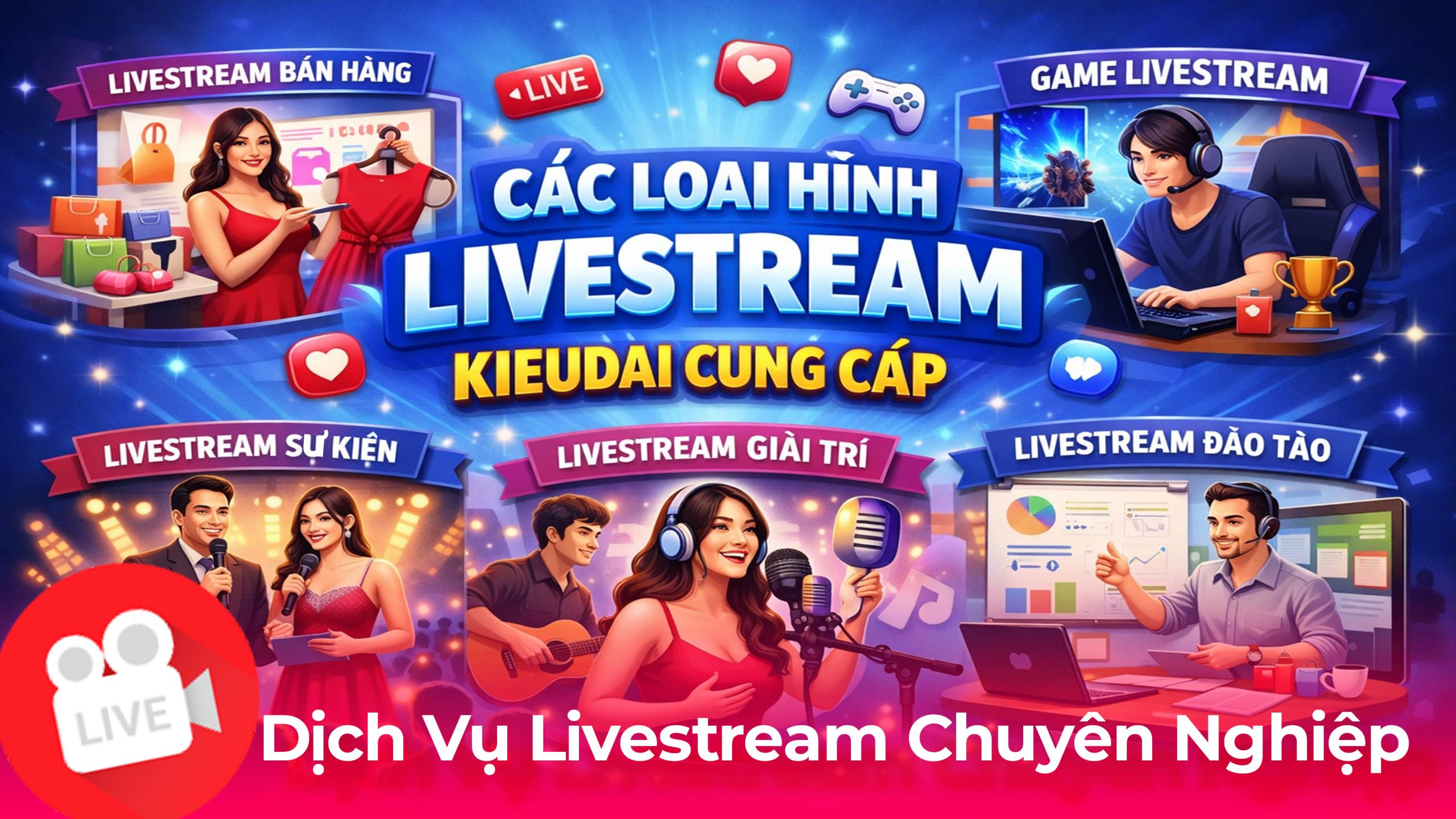 Các loại hình livestream Kieudai cung cấp